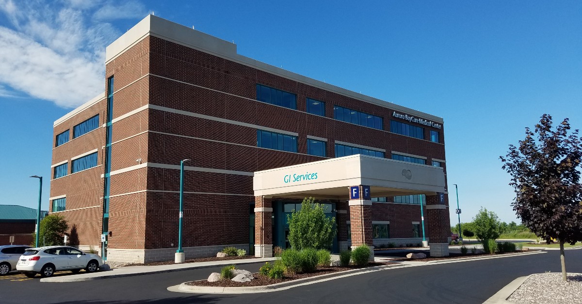 Exterior shot of building housing urology department at Aurora BayCare Medical Center