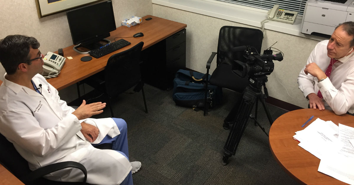 Dr. Robert Sonnenburg and a reporter discuss a new treatment for obstructive sleep apnea