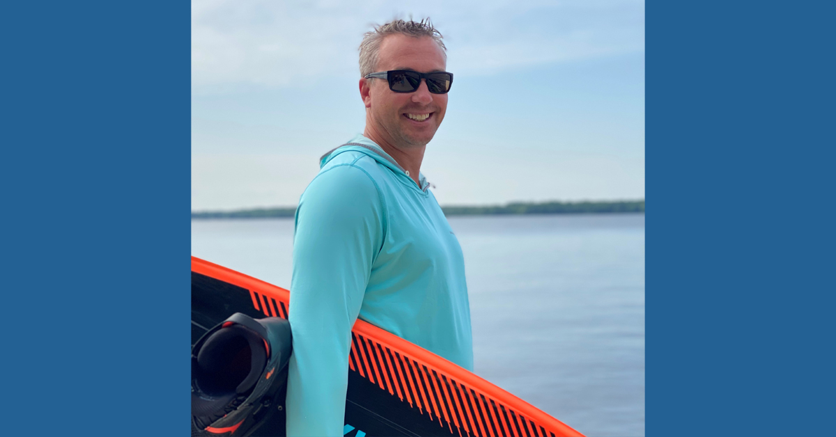 Dr. David Gossman of BayCare Clinic enjoying a bit of wakesurfing.