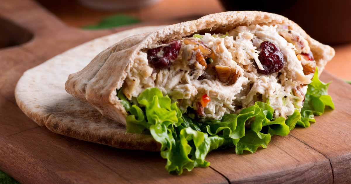 chicken salad sandwich with pecans